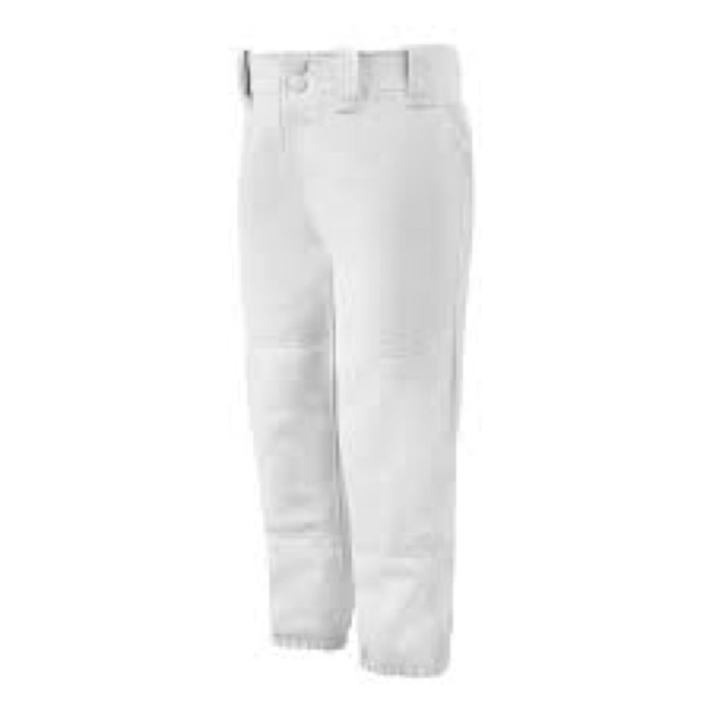 Mizuno Youth Girl's Belted Softball Pant, Size Medium, White (0000)